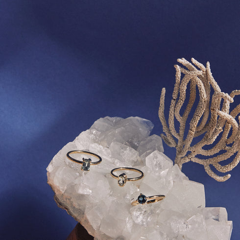 Four Claw Round Blue Topaz in Yellow Gold